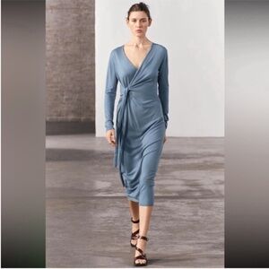 Zara, light blue, KNIT WRAP DRESS, Medium